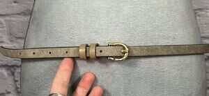 LOFT Brown and Gold Calf Hide Belt with Classic Buckle